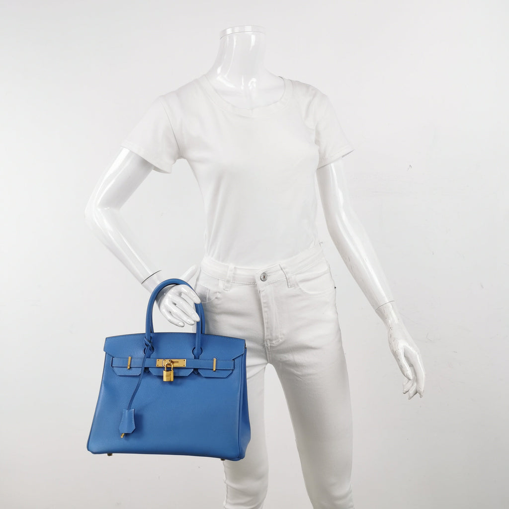 Sac Birkin 30 en cuir bleu Hermès
