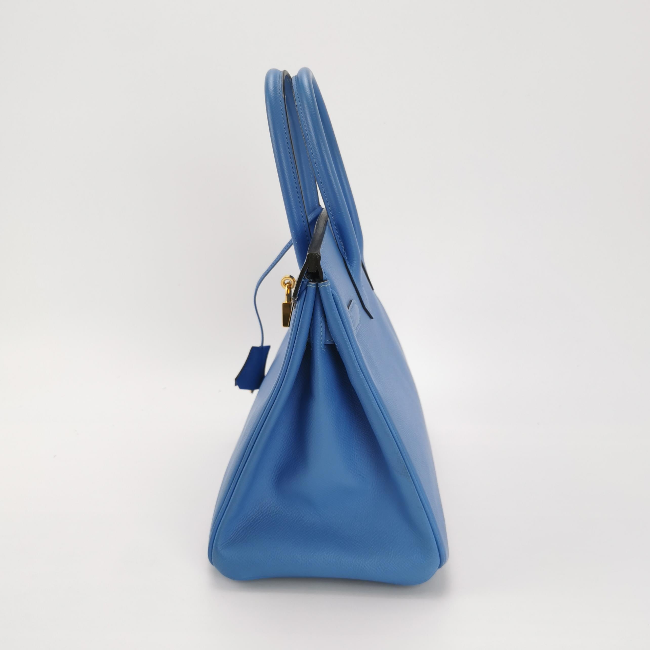 Sac Birkin 30 en cuir bleu Hermès