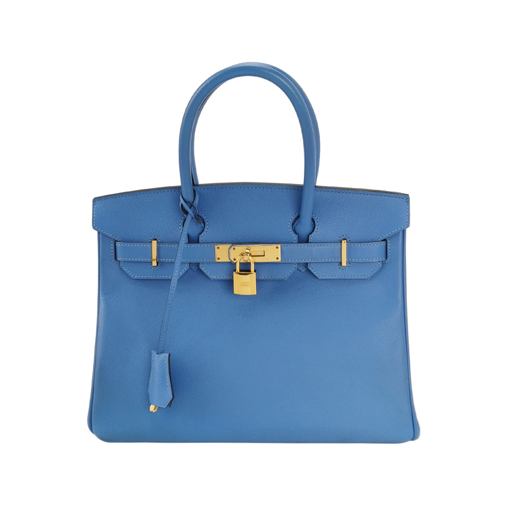 Sac Birkin 30 en cuir bleu Hermès