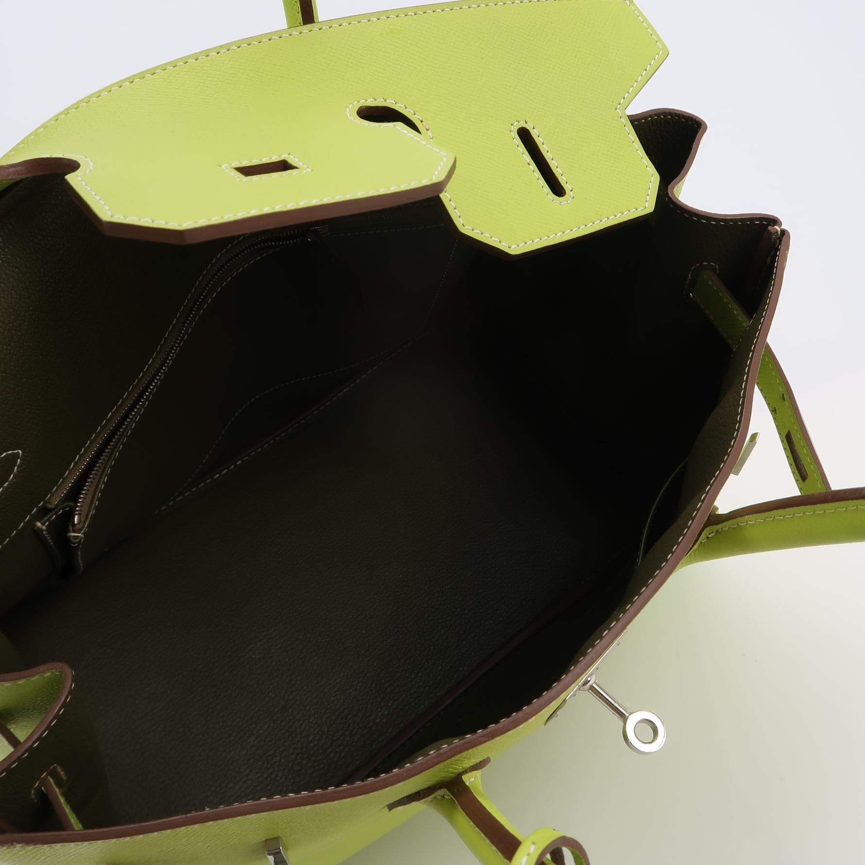 Sac Birkin 35 en cuir vert Secondement