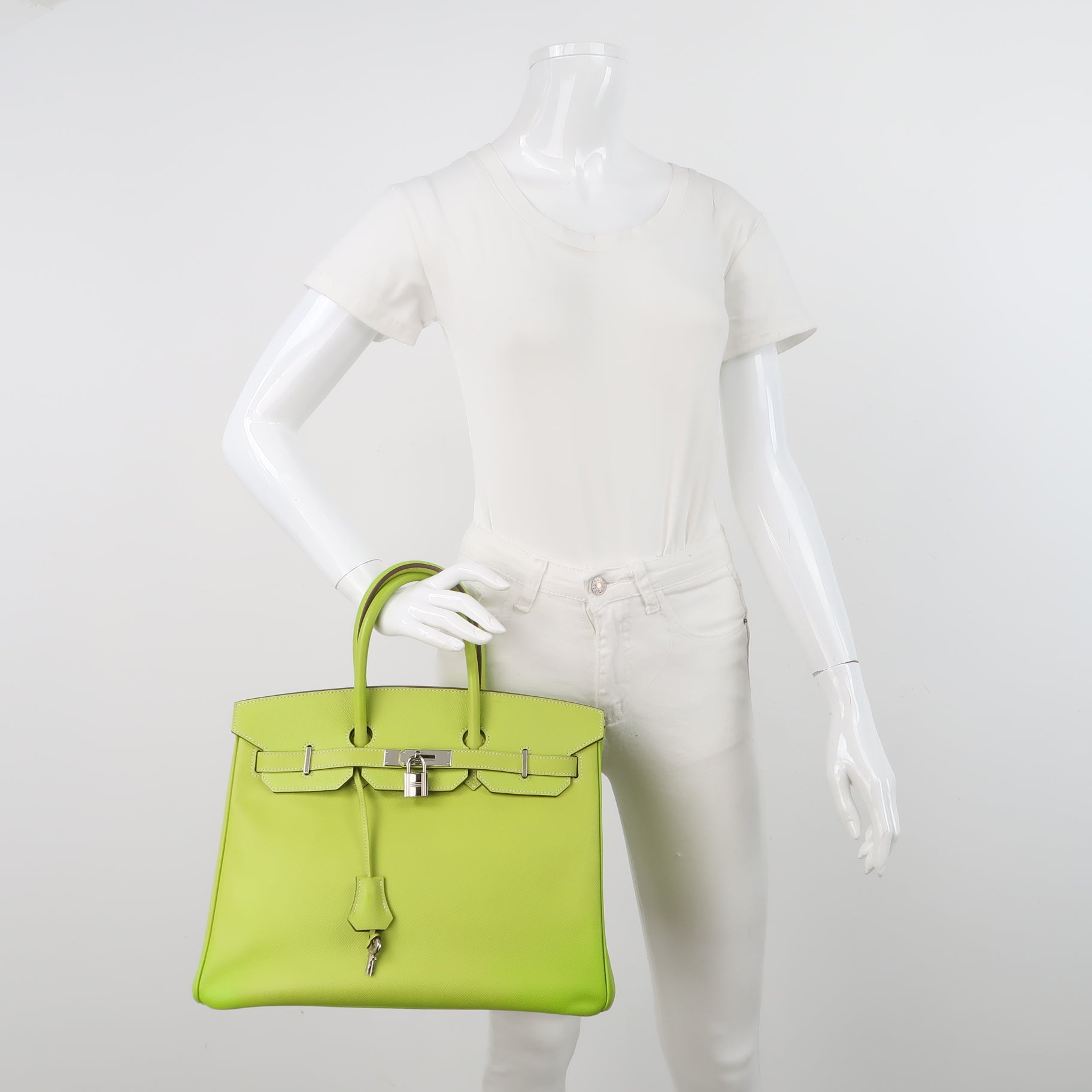 Sac Birkin 35 en cuir vert Secondement