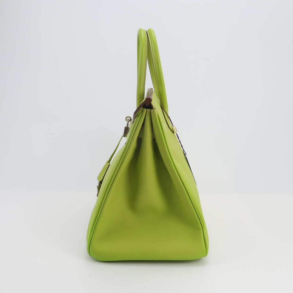 Sac Birkin 35 en cuir vert Secondement