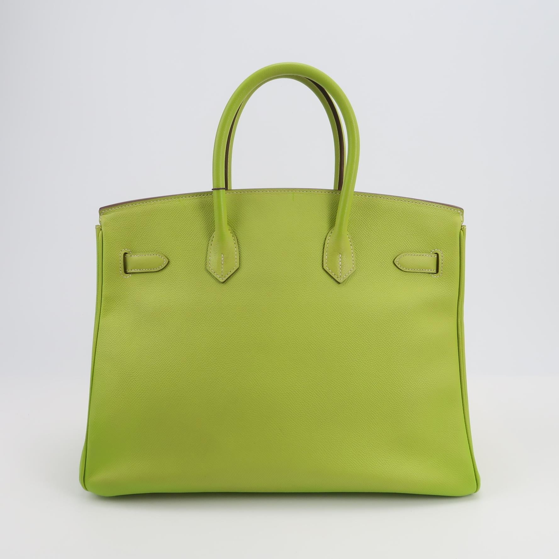 Sac Birkin 35 en cuir vert Secondement