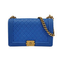 Sac Boy Medium en cuir bleu Chanel