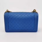 Sac Boy Medium en cuir bleu Chanel