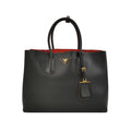Sac Cabas Galleria Double Grand en cuir noir Prada
