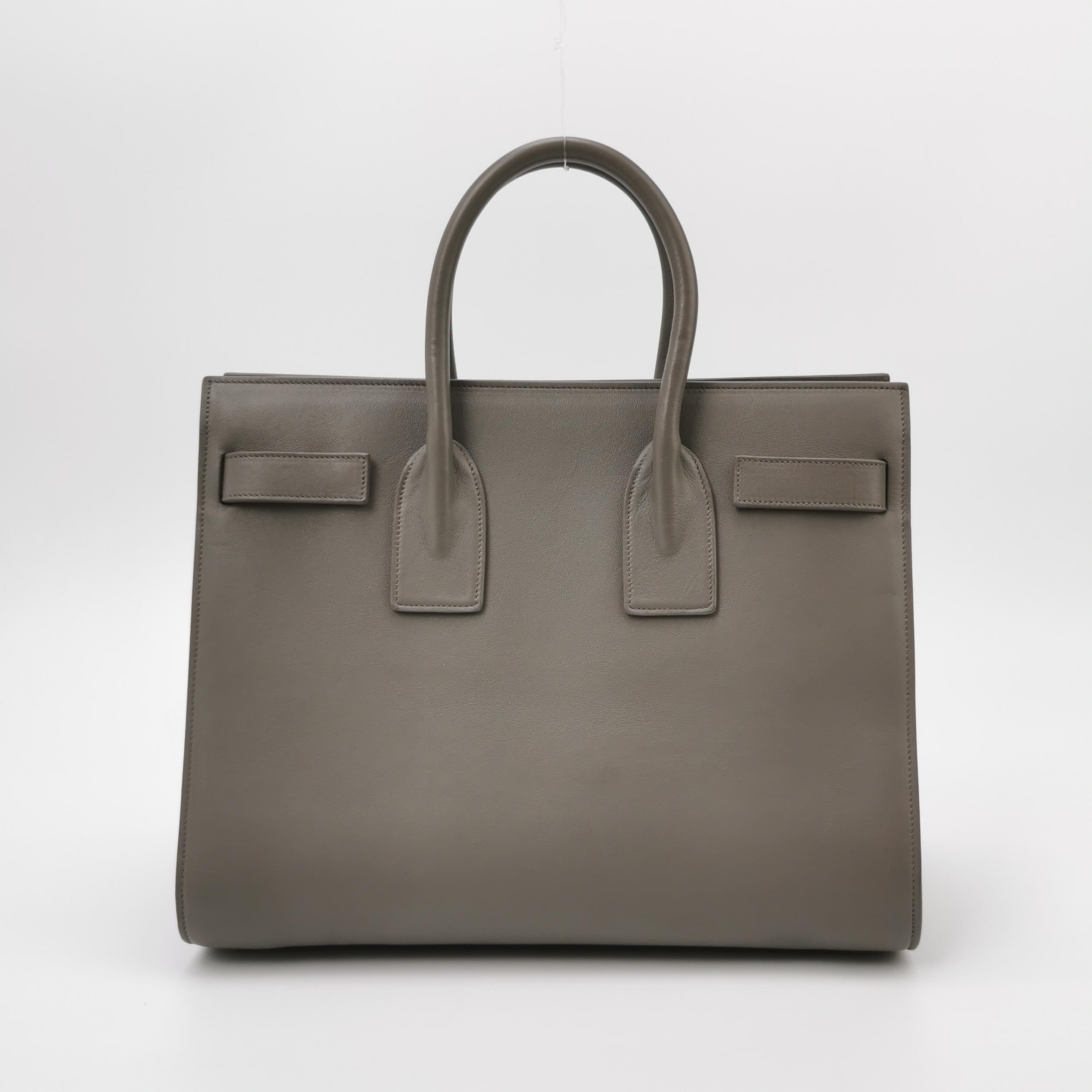 Sac de Jour Small en cuir gris Saint Laurent