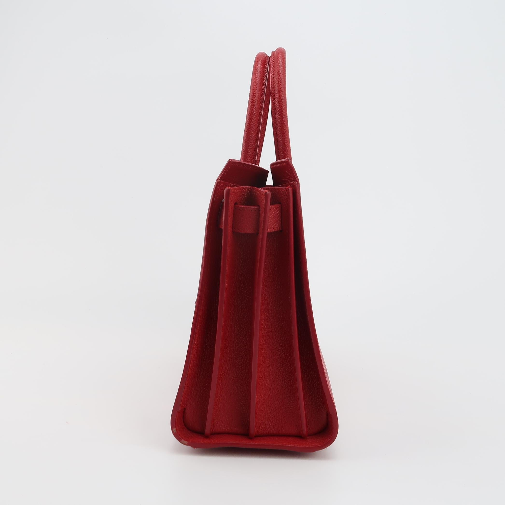 Sac de Jour Small en cuir rouge Saint Laurent