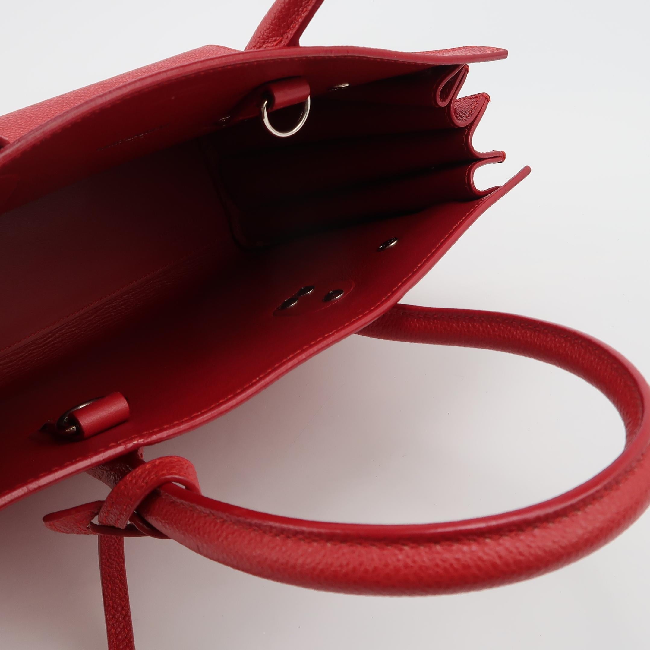 Sac de Jour Small en cuir rouge Saint Laurent