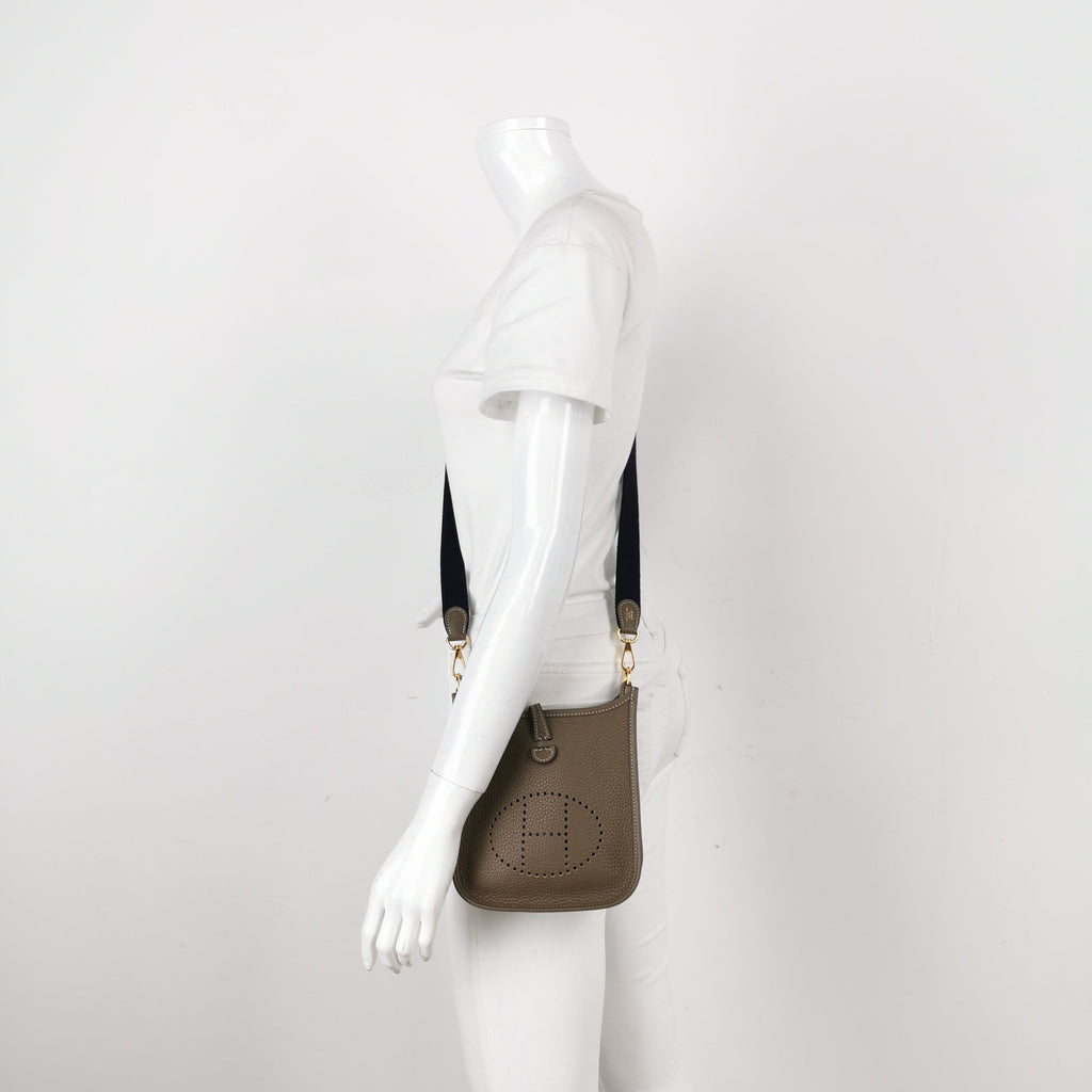 Sac Evelyne mini vintage 16 en cuir étoupe Hermès
