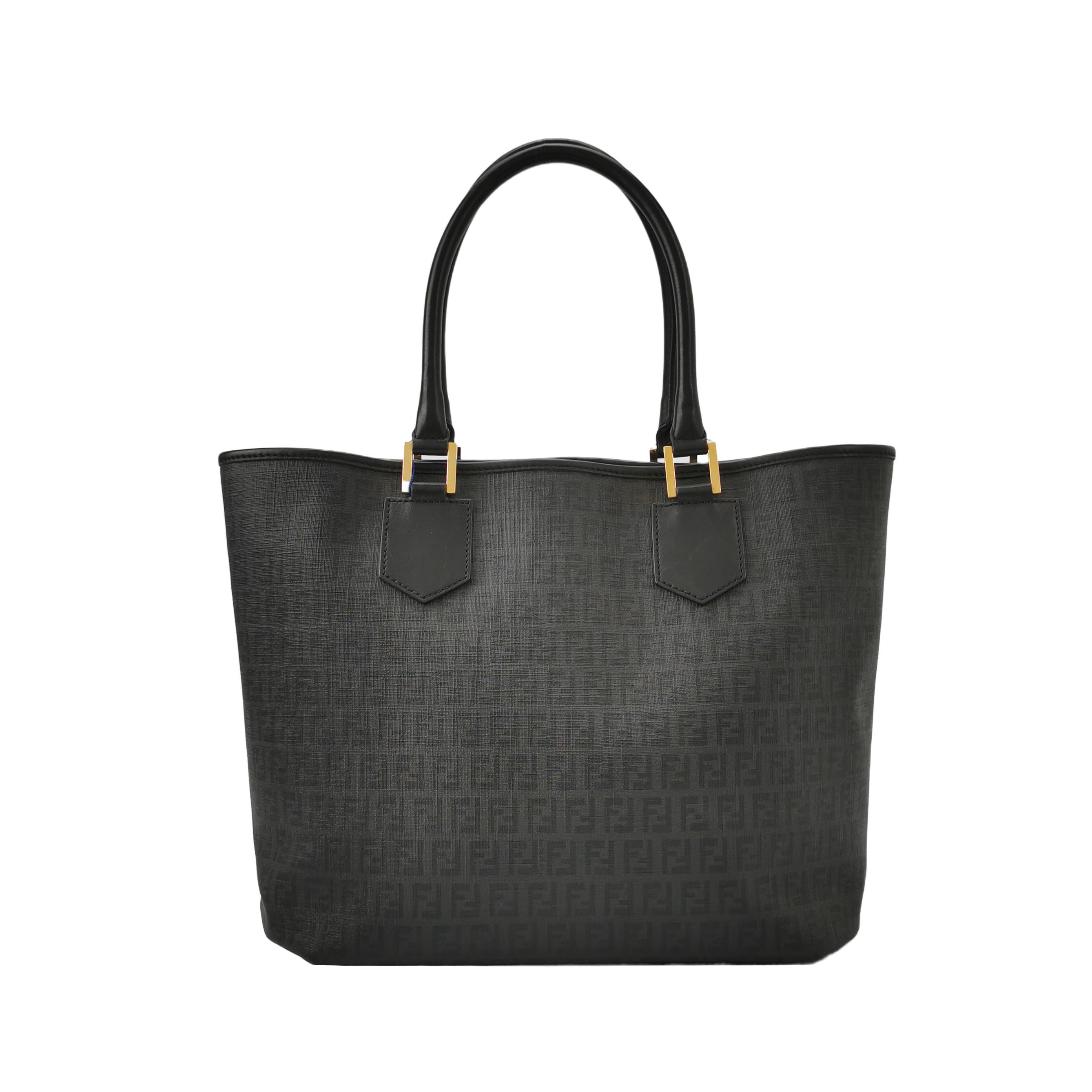 Sac fourre - tout Zucchino en cuir noir Fendi
