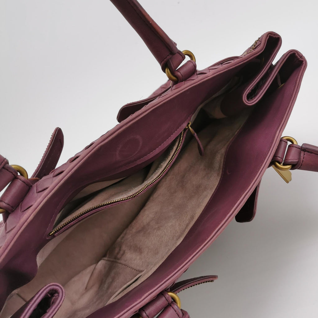 Sac Intrecciato en cuir bordeaux Bottega Veneta