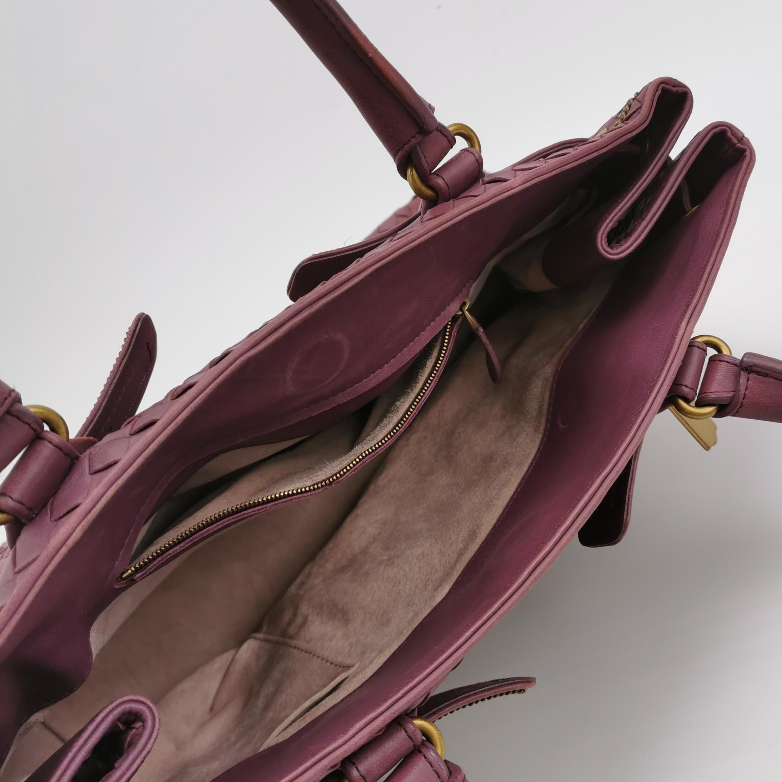 Sac Intrecciato en cuir bordeaux Bottega Veneta