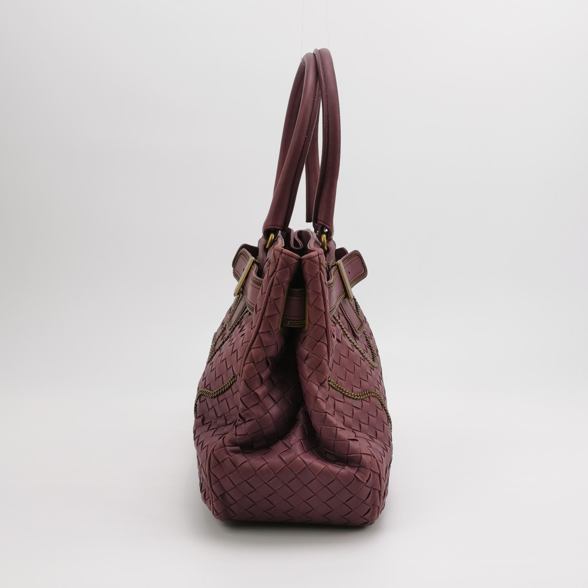Sac Intrecciato en cuir bordeaux Bottega Veneta