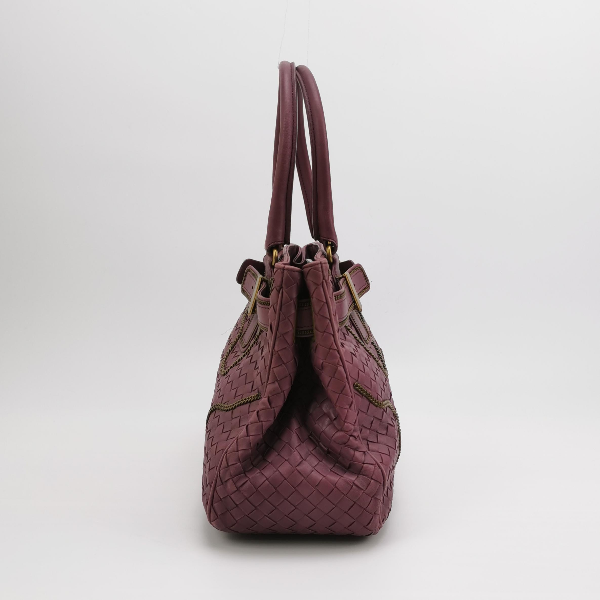 Sac Intrecciato en cuir bordeaux Bottega Veneta