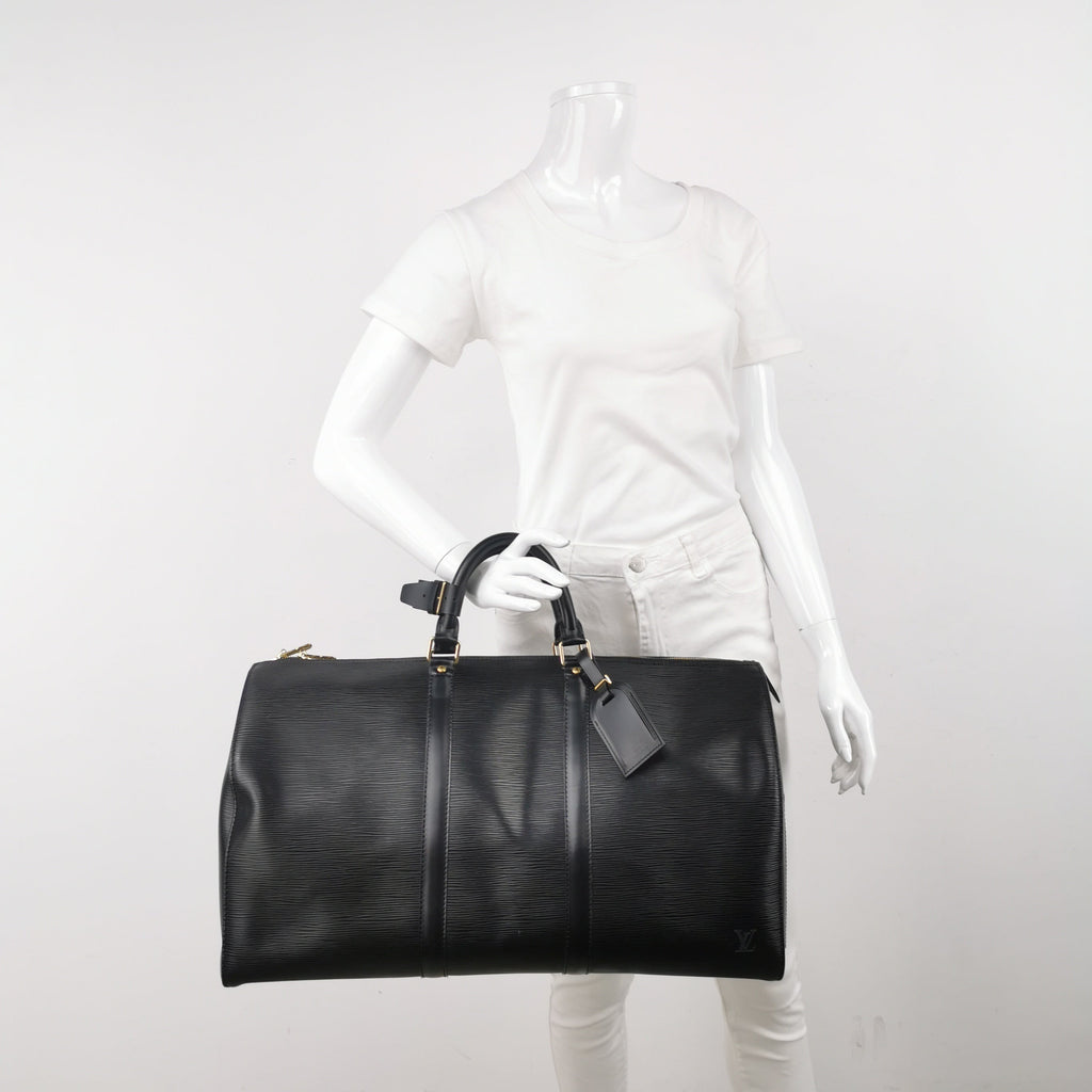 Sac Keepall vintage en cuir épi noir Louis Vuitton