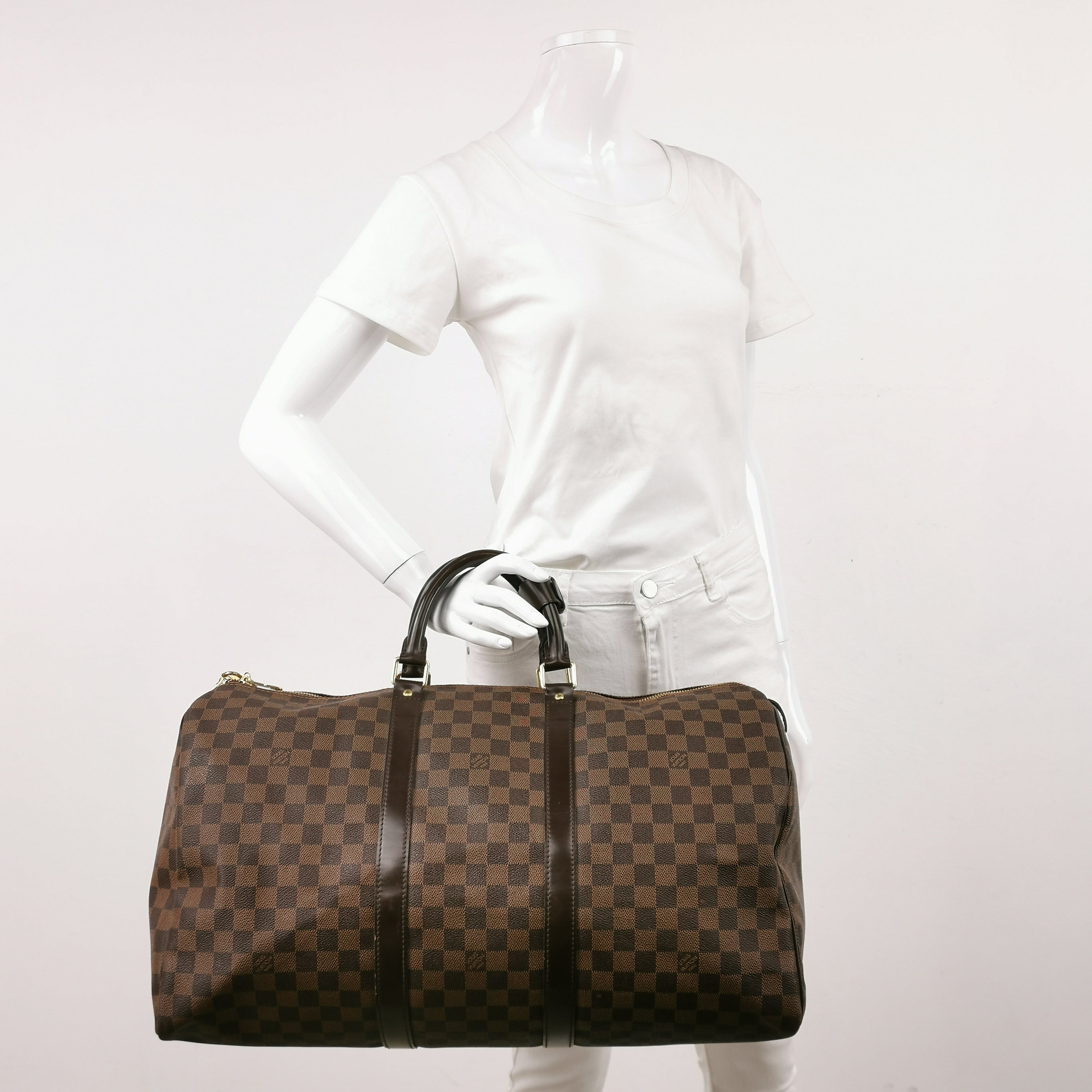 Sac Keepall vintage en toile damier marron Louis Vuitton