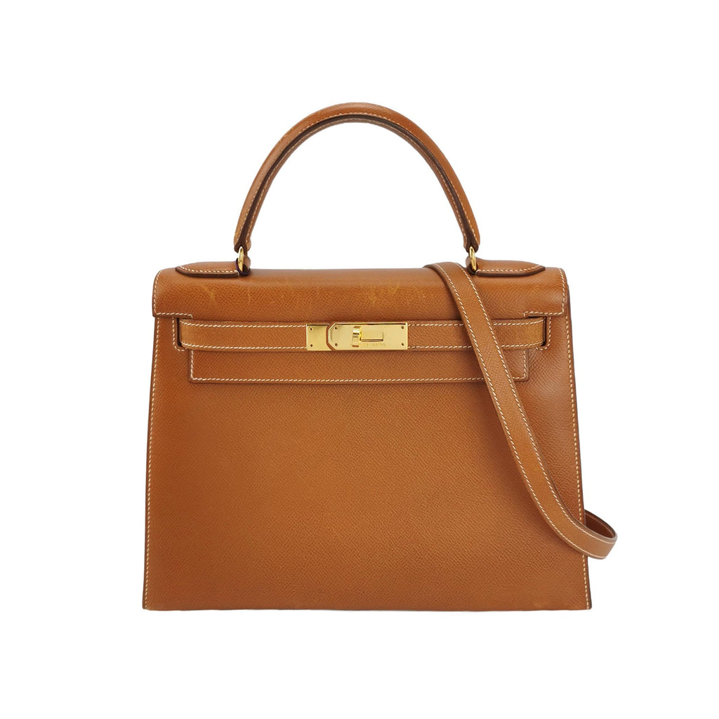 Sac Kelly 28 en cuir Camel Hermès