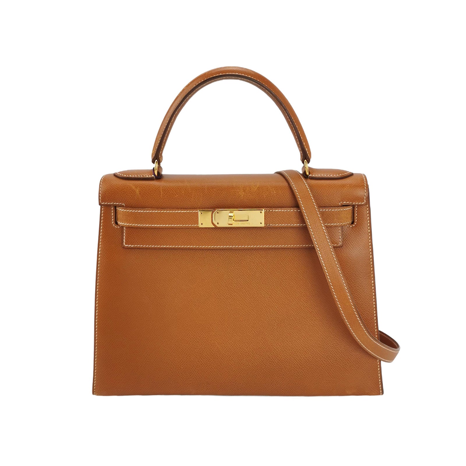 Sac Kelly 28 en cuir Camel Hermès