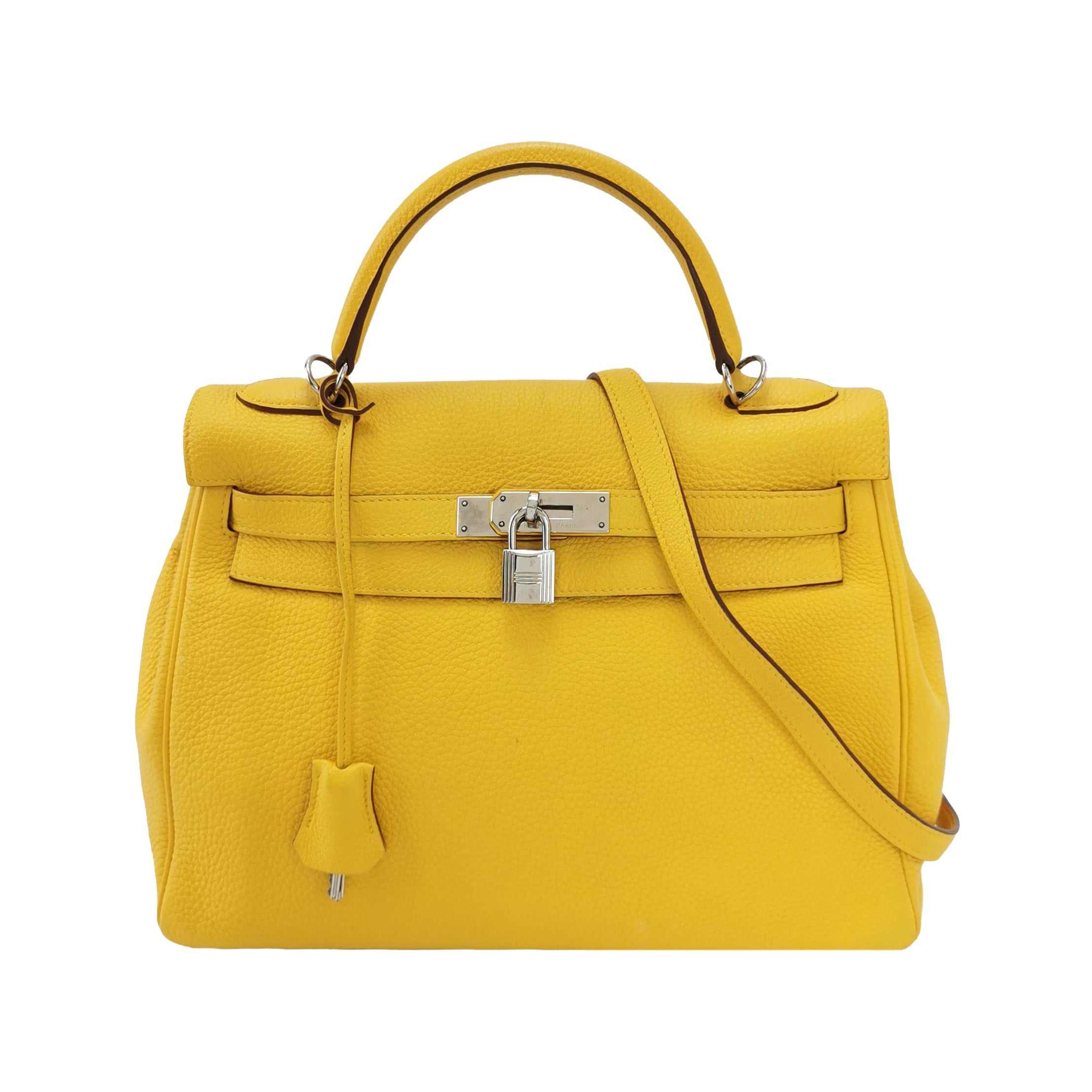 Sac Kelly 32 en cuir jaune Hermès