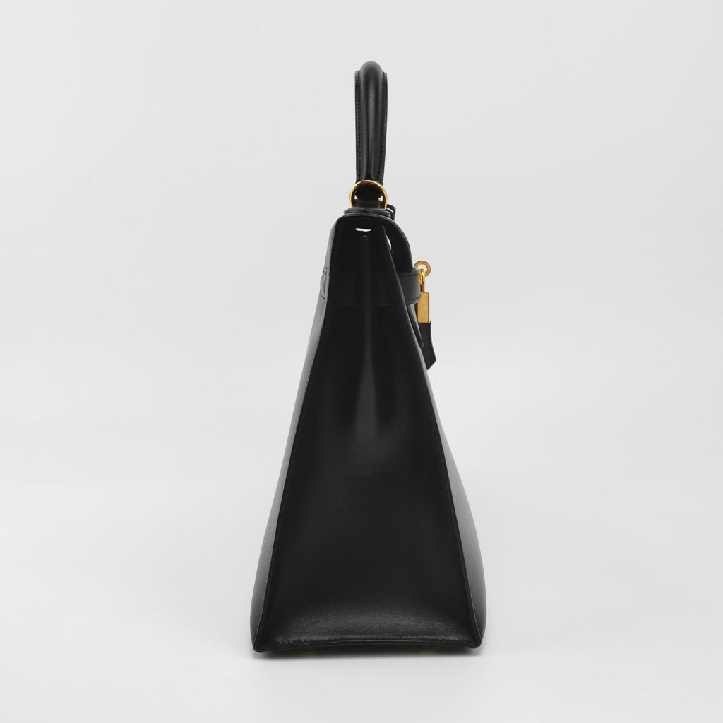 Sac Kelly 32 en cuir noir Hermès