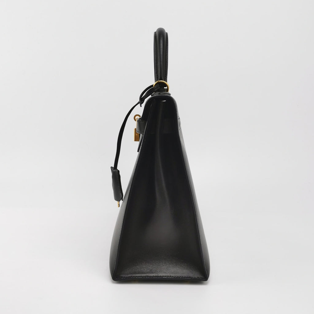 Sac Kelly 32 en cuir noir Hermès