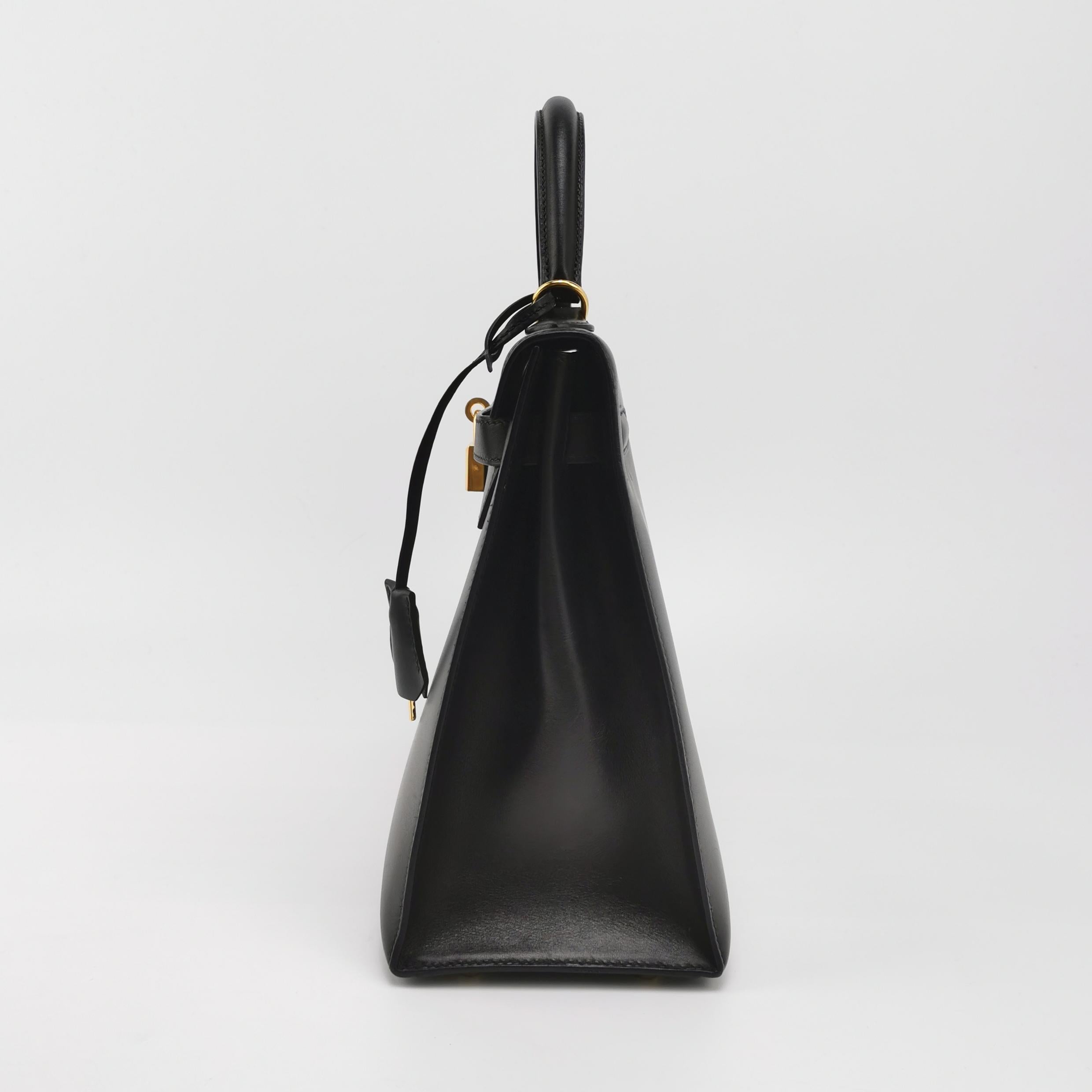 Sac Kelly 32 en cuir noir Hermès