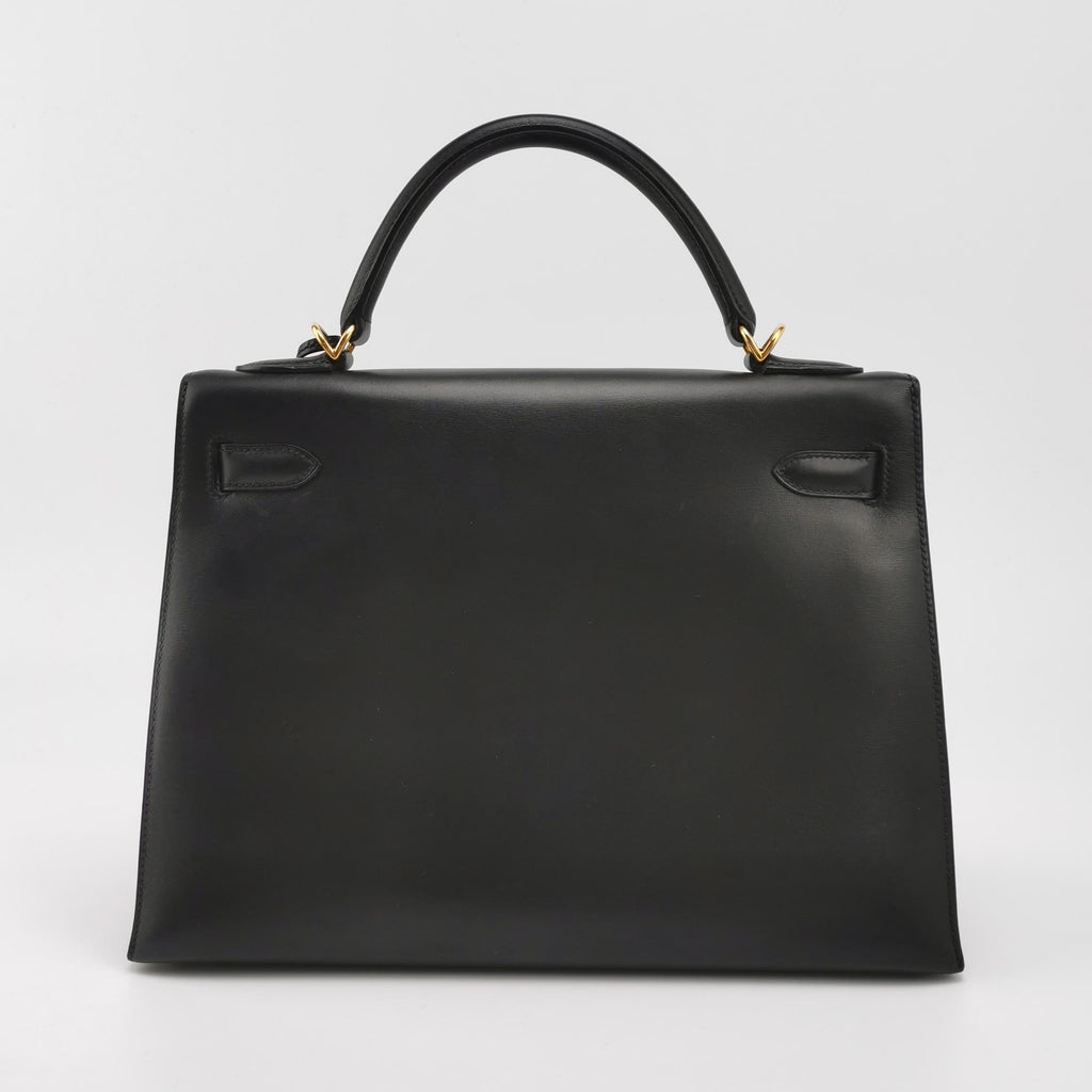 Sac Kelly 32 en cuir noir Hermès
