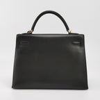 Sac Kelly 32 en cuir noir Hermès