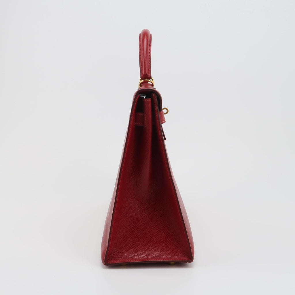 Sac Kelly 32 en cuir rouge H Hermès