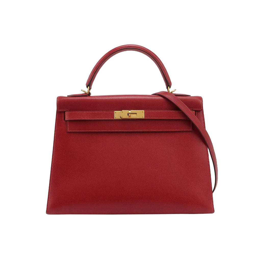Sac Kelly 32 en cuir rouge H Hermès