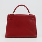 Sac Kelly 32 en cuir rouge H Hermès