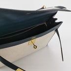 Sac Kelly 32 en toile beige et cuir noir Secondement