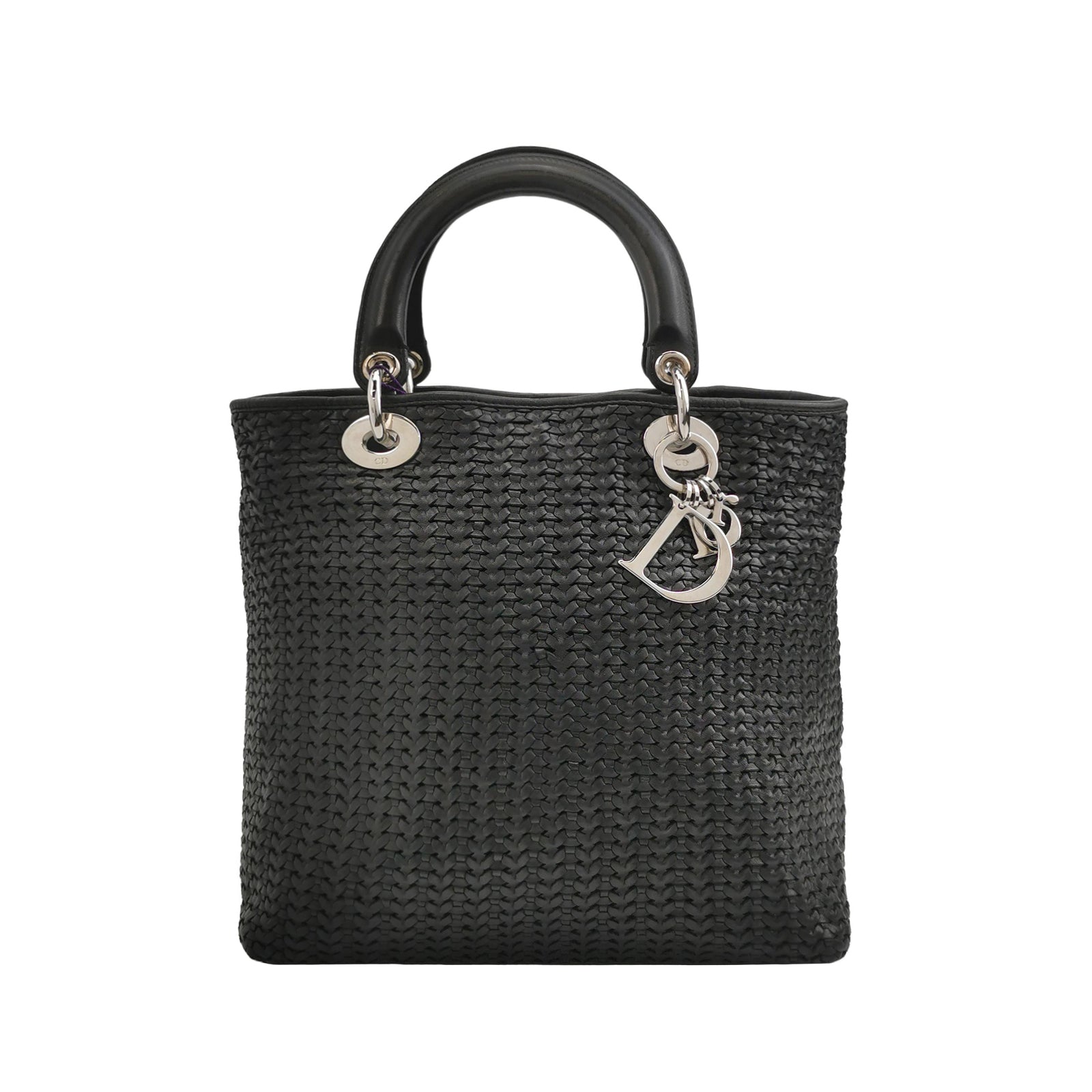 Sac Lady Dior en cuir tressé noir Dior