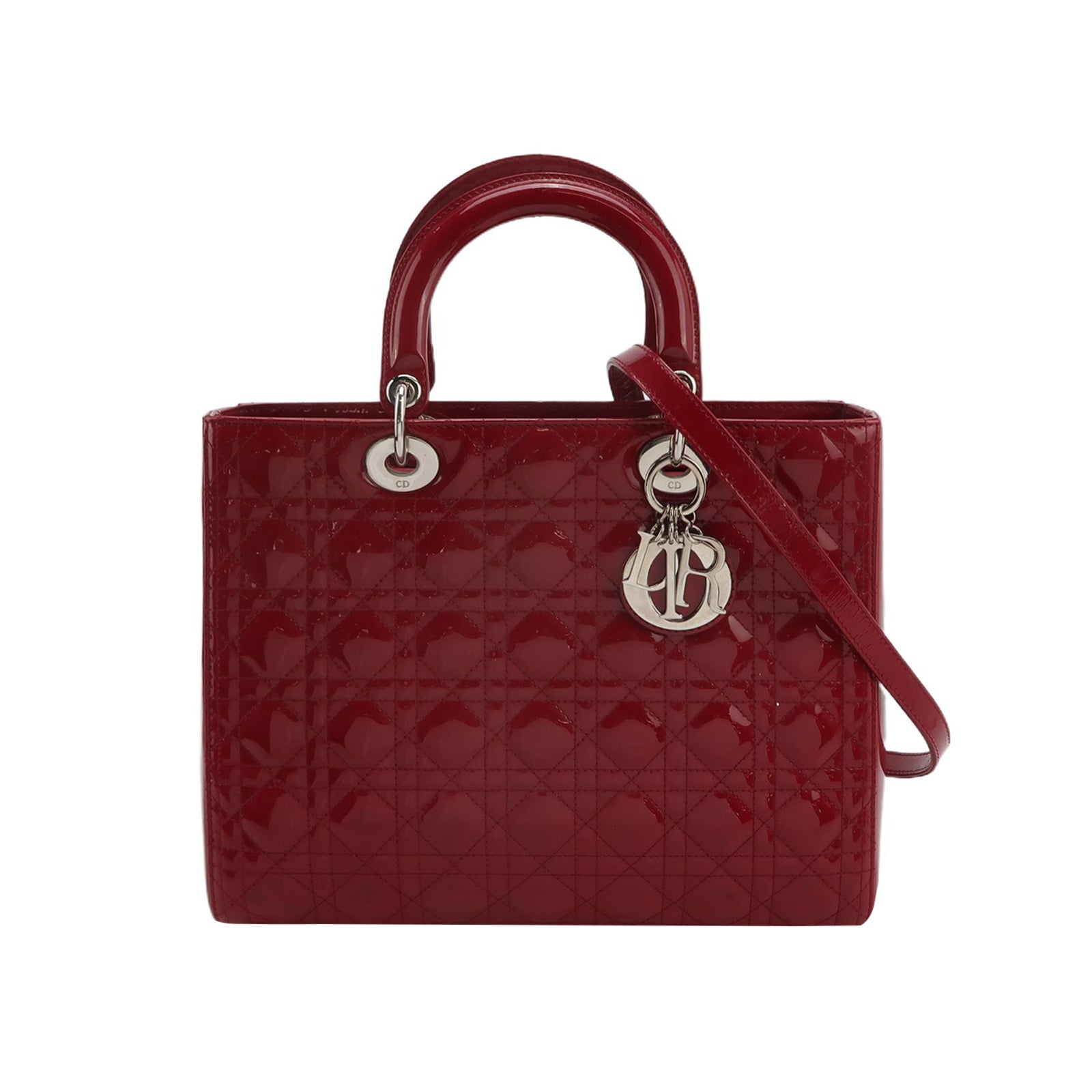 Sac Lady Dior en cuir verni rouge Dior