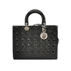 Sac Lady Dior vintage en cuir verni noir Dior