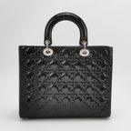 Sac Lady Dior vintage en cuir verni noir Dior