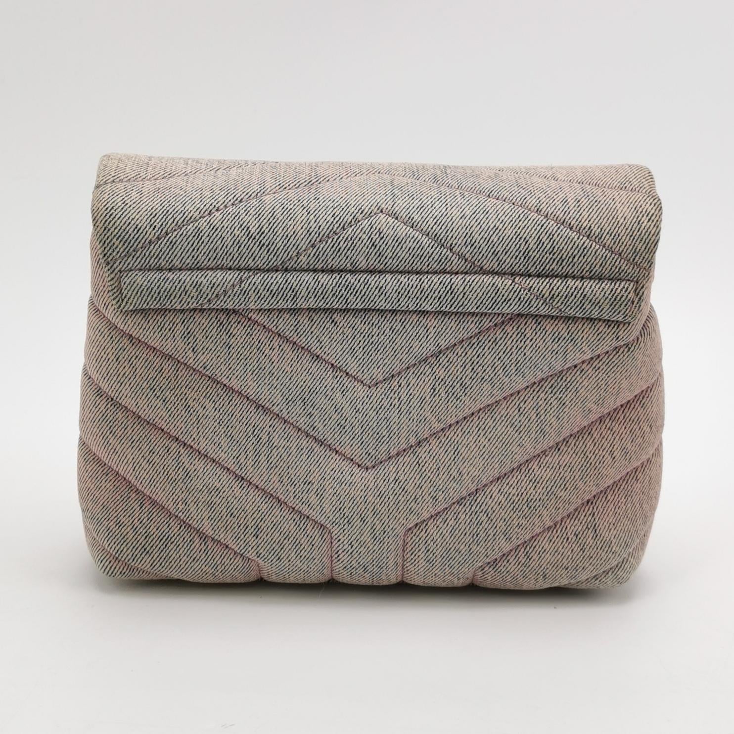 Sac Loulou en denim violet Saint Laurent