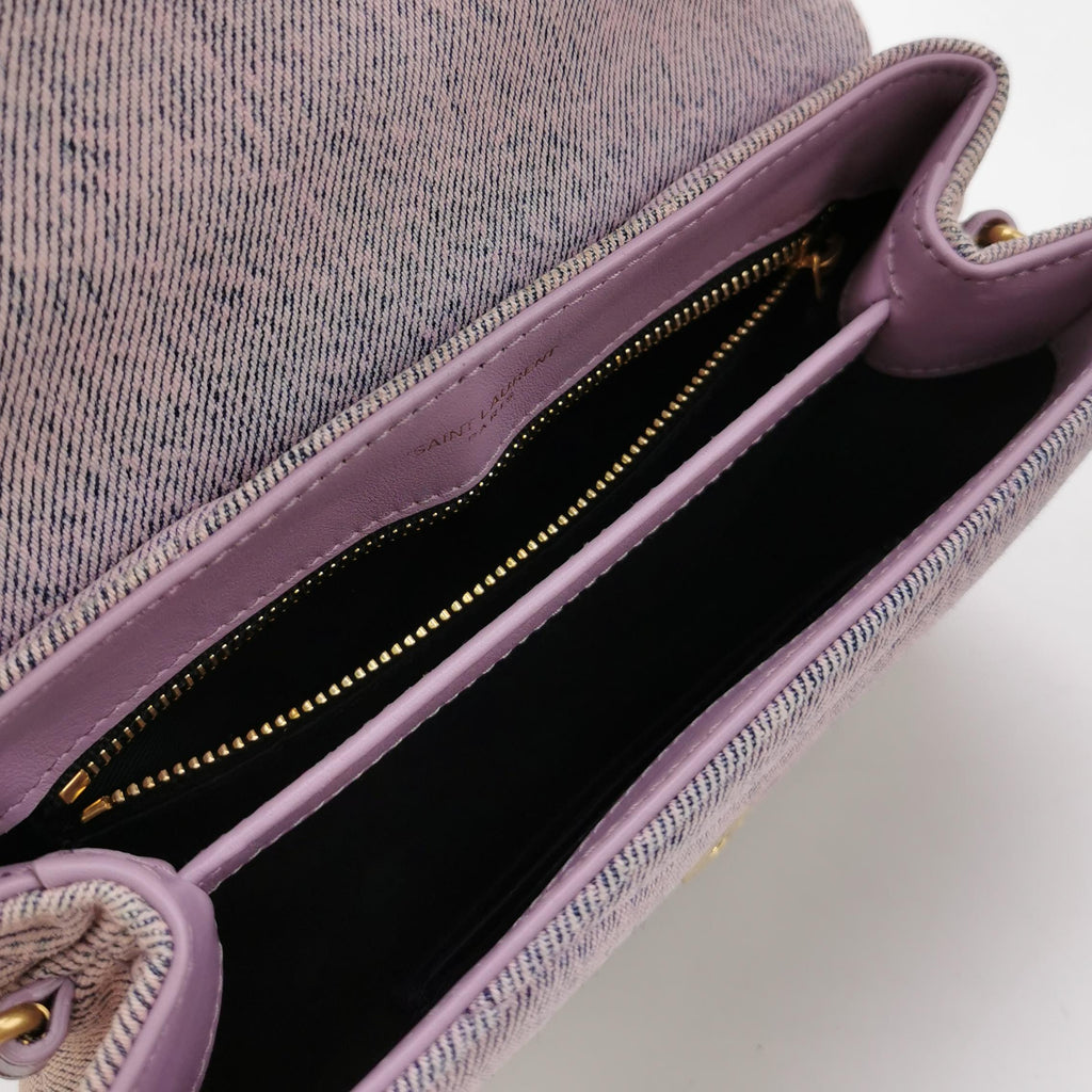 Sac Loulou en denim violet Saint Laurent