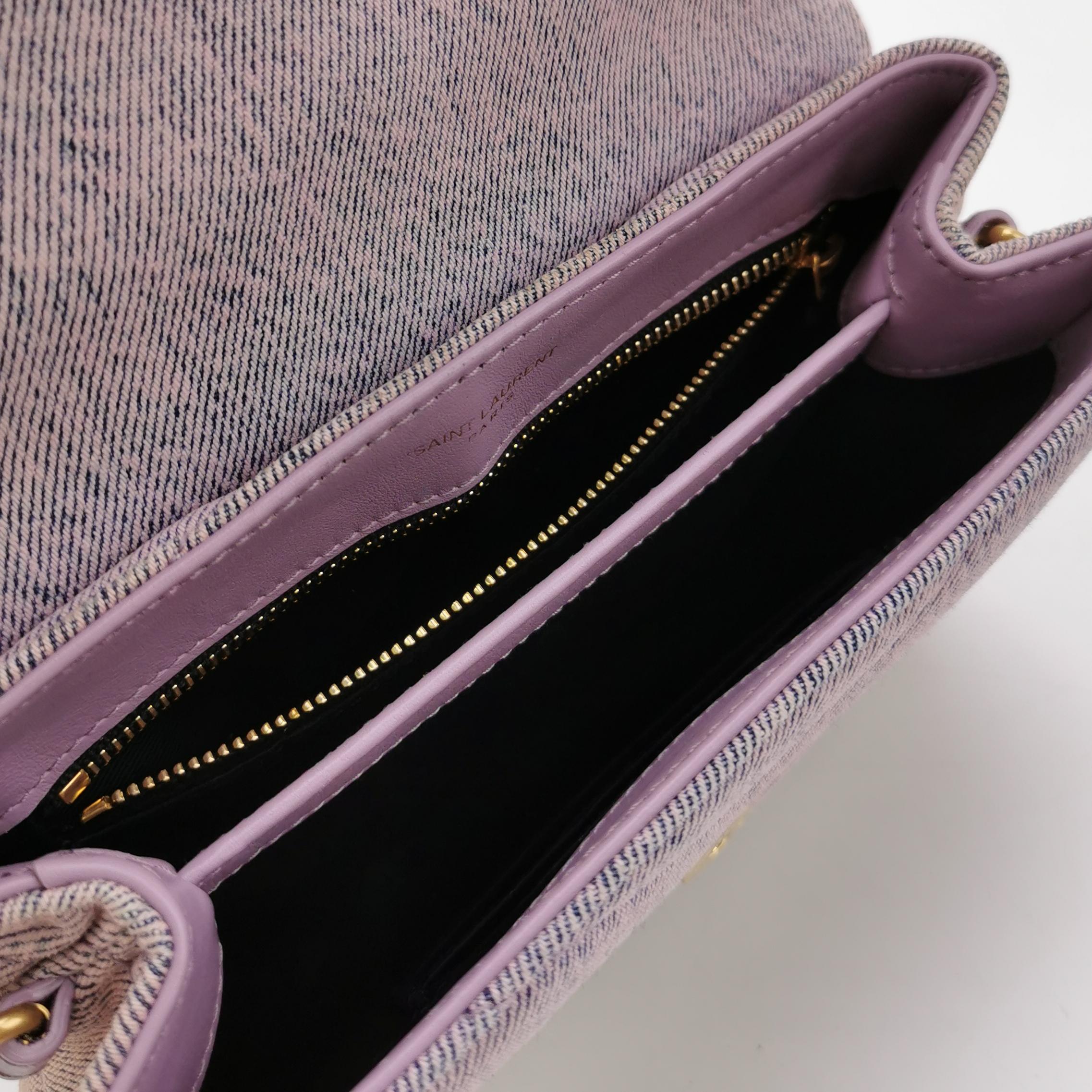 Sac Loulou en denim violet Saint Laurent