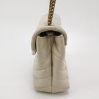 Sac Loulou Small en cuir beige clair Saint Laurent
