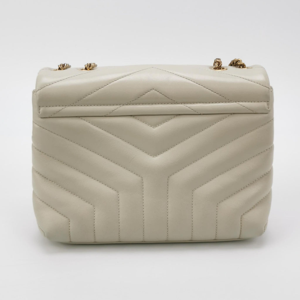 Sac Loulou Small en cuir beige clair Saint Laurent