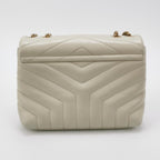 Sac Loulou Small en cuir beige clair Saint Laurent