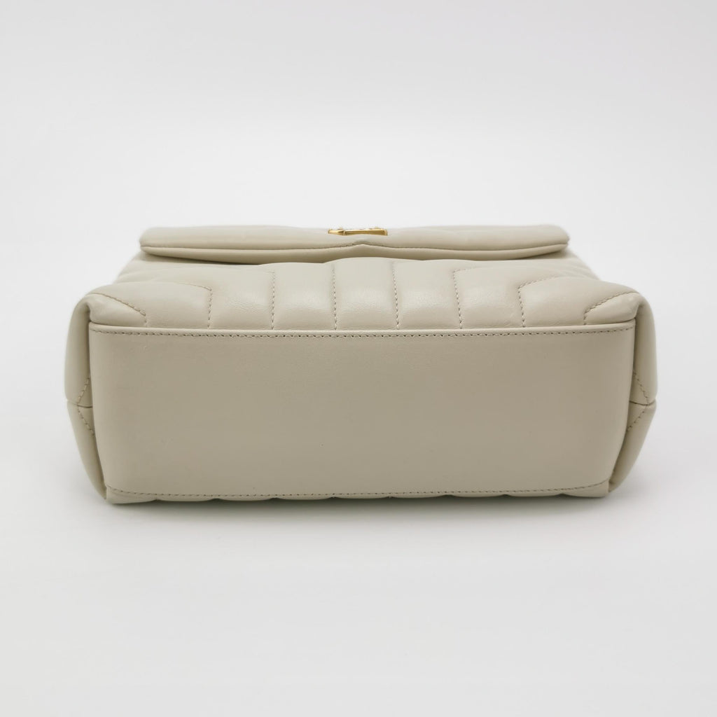 Sac Loulou Small en cuir beige clair Saint Laurent