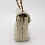 Sac Loulou Small en cuir beige clair Saint Laurent