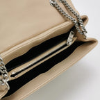Sac Loulou Small en cuir beige Saint Laurent