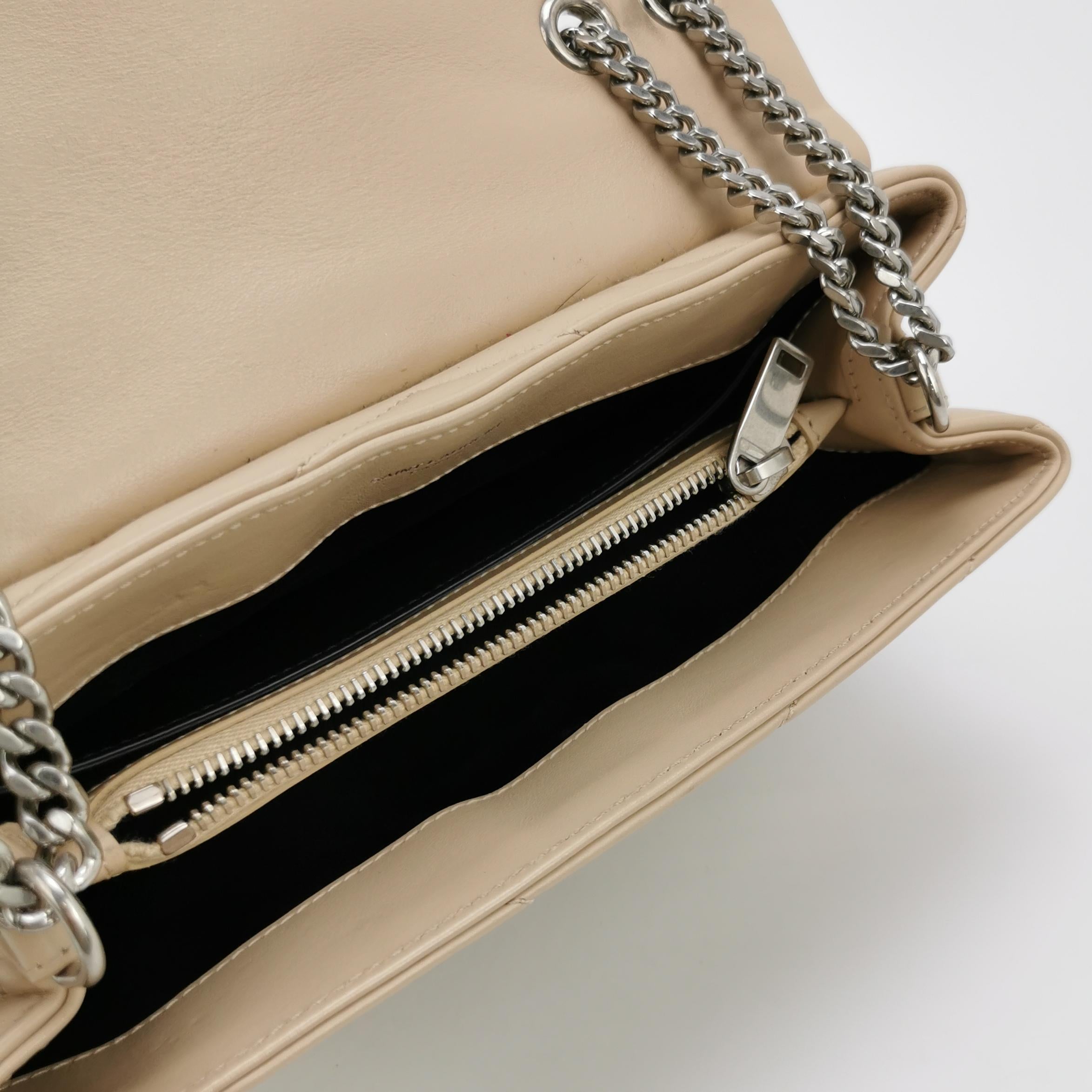Sac Loulou Small en cuir beige Saint Laurent
