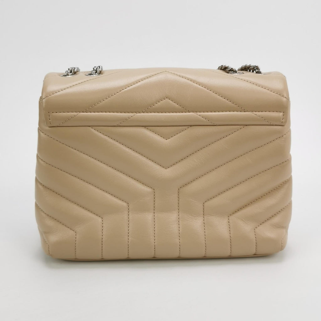 Sac Loulou Small en cuir beige Saint Laurent