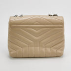 Sac Loulou Small en cuir beige Saint Laurent