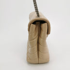 Sac Loulou Small en cuir beige Saint Laurent